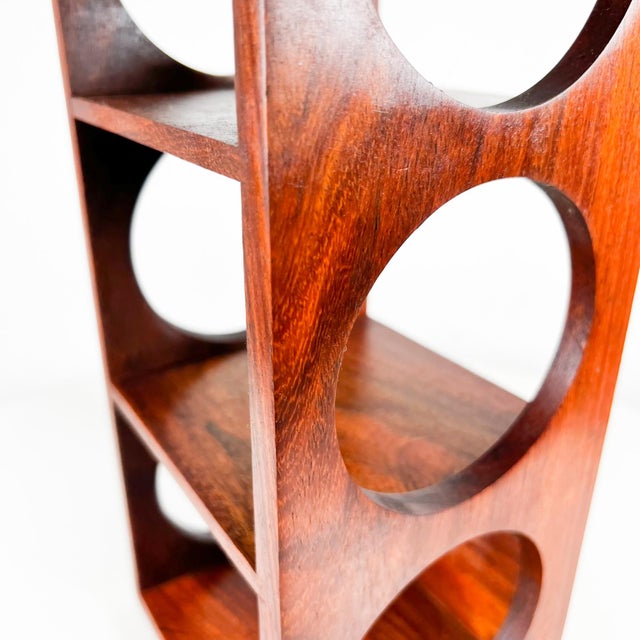Modern Rosewood 5 Bottle Wine Holder Stand in Exotic Wood For Sale - Image 10 of 11