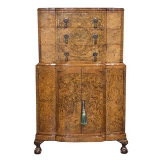 Burr Walnut Linen Press For Sale