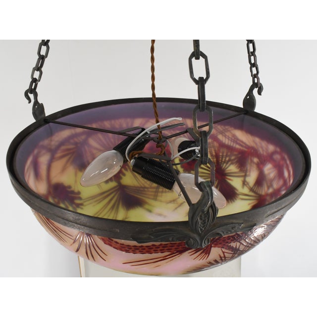 French Art Deco Pendant Light by Galle - 1925 Cameo Gallé Chandelier France For Sale - Image 15 of 15