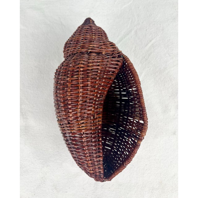 Boho Chic Vintage Wicker Shell For Sale - Image 3 of 7