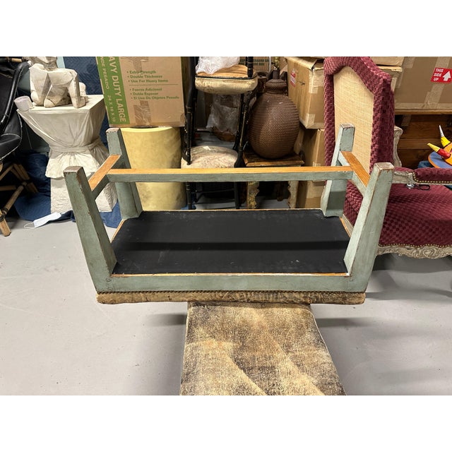 Modern Antique Distressed Leather Painted Benches For Sale - Image 3 of 16