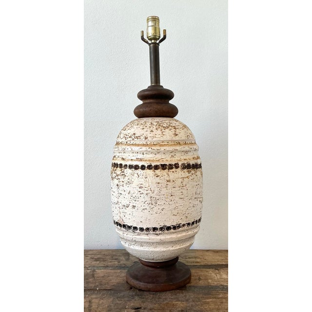 Cream Vintage MCM Lava Glaze Lamp For Sale - Image 8 of 12