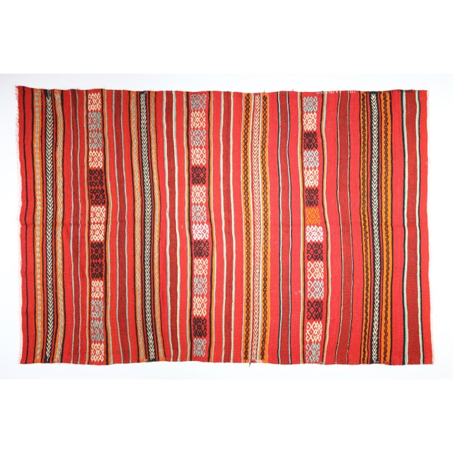 Tribal 1970s Handmade Tribal Vivid Tones Kilim Rug - 7'10x4' For Sale - Image 3 of 13