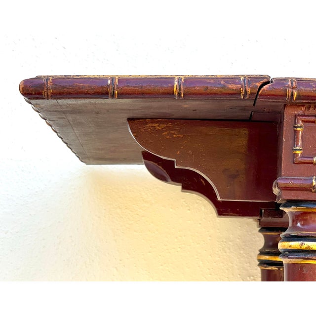 Antique Deep Red and Gilt Chinoiserie French Table / Writing Desk For Sale - Image 9 of 12