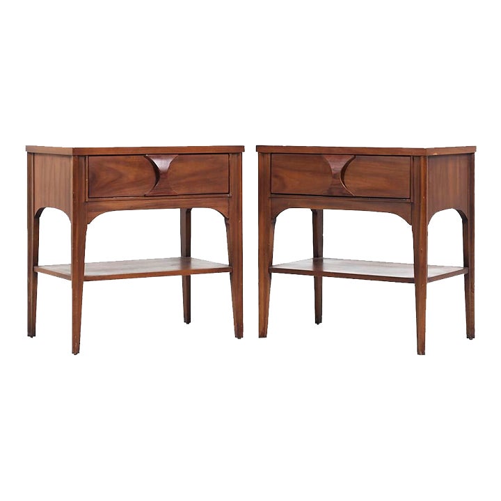 Kent Coffey Perspecta Mid Century Walnut and Rosewood Nightstands