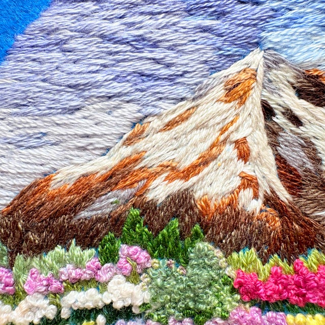 Art Deco Blooming Valley & Snow Peak - Hand-Embroidered Wall Art For Sale - Image 3 of 14