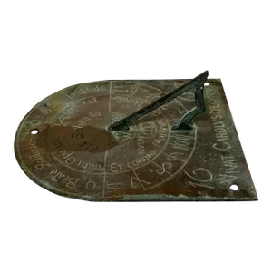 Small English 17th Century Bronze Garden Sundial Plate With Verdigris Patina