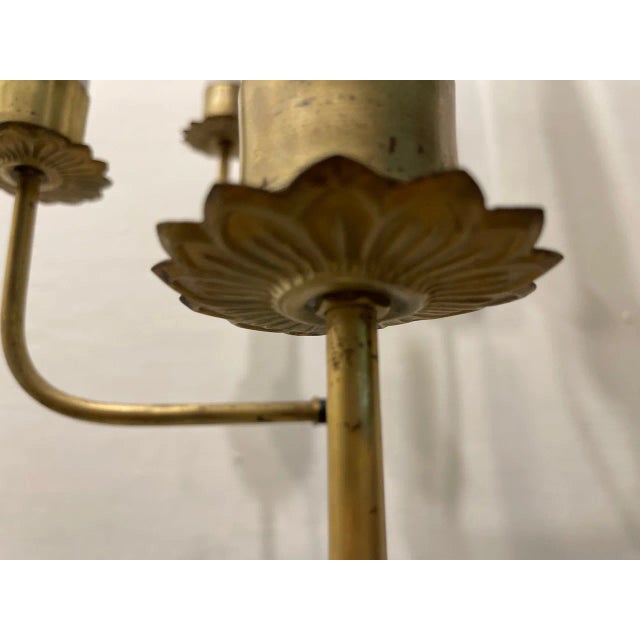 Metal Brass & Opaline Glass Floor Lamp, 1950s For Sale - Image 7 of 11