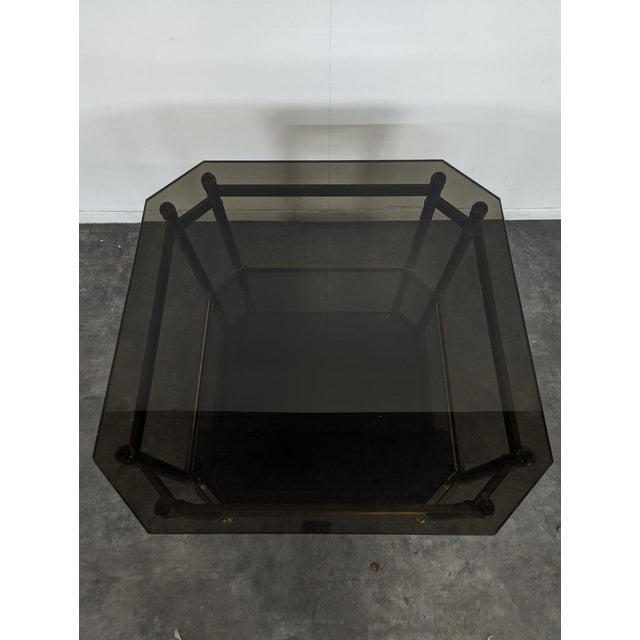 Brass and Smoked Glass Coffee Table, 1980s For Sale - Image 3 of 5