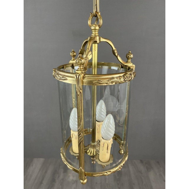 20th Century Louis XVI Style Lantern in Bronze and Glass For Sale - Image 4 of 8
