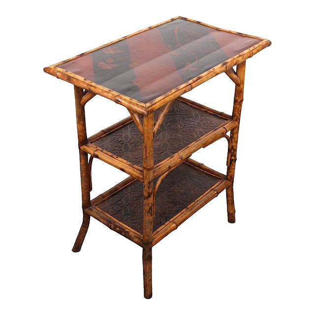 English Chinoiserie Victorian Bamboo and Lacquer Side, End Table C 1890/1900 For Sale