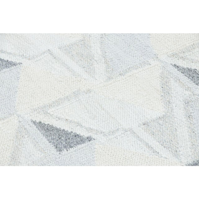 Contemporary Rug & Kilim’s Scandinavian-Inspired Runner Rug, Gray and Blue Geometric Patterns For Sale - Image 3 of 7