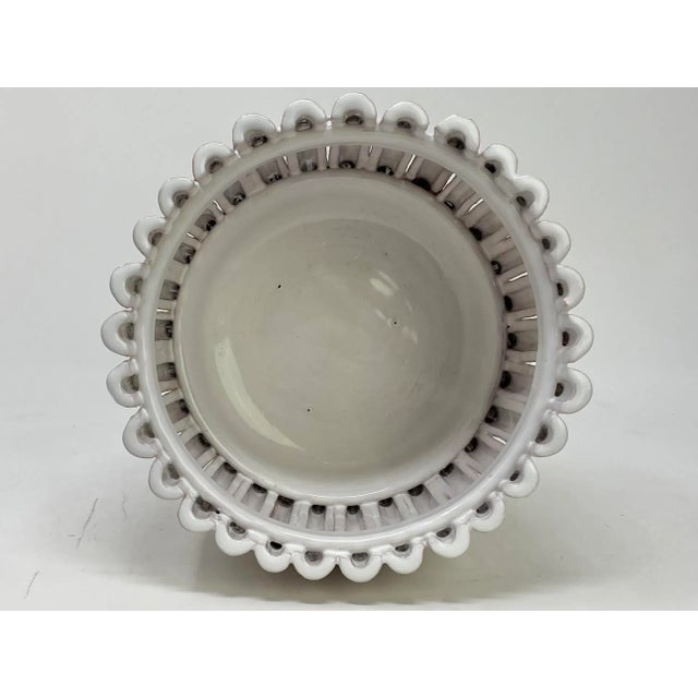 Italian Bamboo-Form White Terracotta Planter Cachepot by Nora Fenton For Sale In Palm Springs - Image 6 of 10