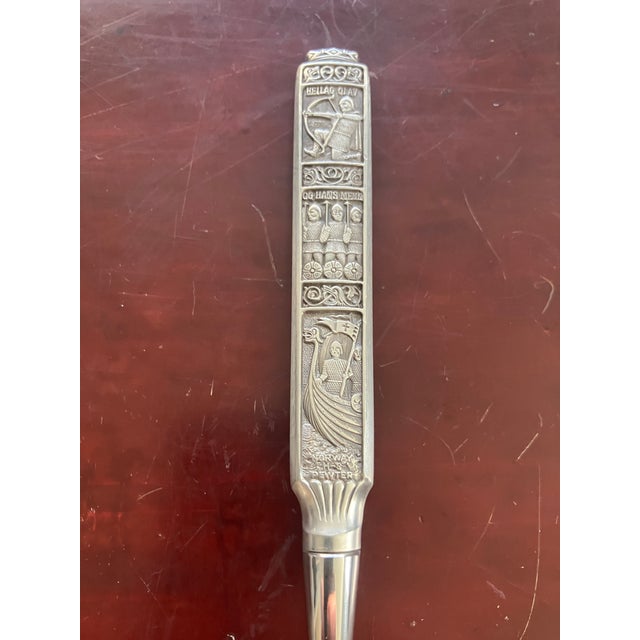 Metal Vintage Konge-Tinn Norwegian Pewter Viking Cake Server, Made by Hardanger Sylvplett, Norway, 1960s For Sale - Image 7 of 10
