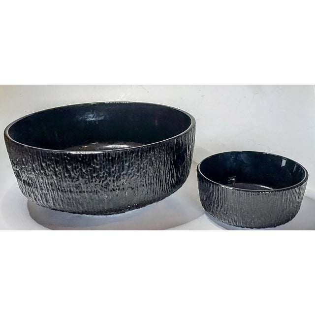 Mid-Century Modern Mid Century Black Ice Chip and Dip Bowls - 2 Pieces For Sale - Image 3 of 3
