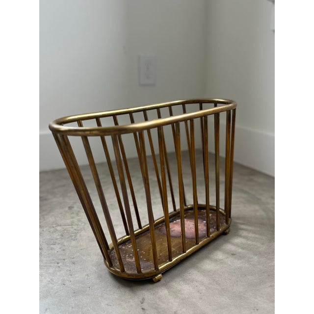 1960s Gump's San Francisco MCM Brass Magazine Rack For Sale In Houston - Image 6 of 12