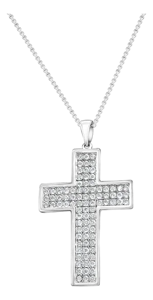One Carat Diamond Cross Necklace 14k White Gold 16"