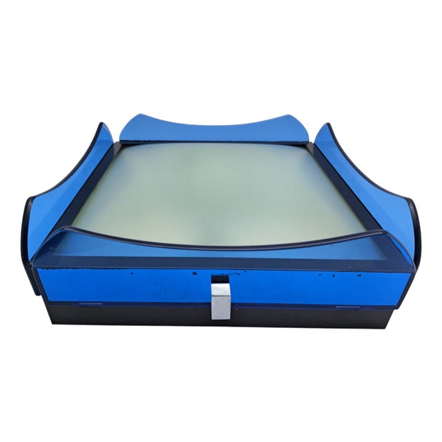 Blue Cut Glass Ceiling Lamp, Veca, 1970s For Sale