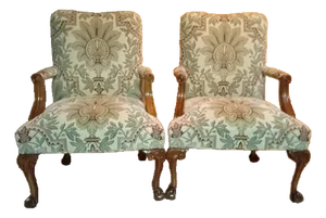 Pair of 1870 Chippendale Needlepoint Tapestry Chairs