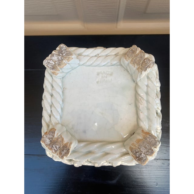 French Country Trompe l'Oeil Porcelain Rope Basket Cachepot For Sale - Image 12 of 13