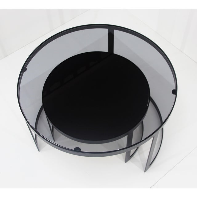 21st Century Set of Two Iron Nesting Tables with Glass and Wood Tops, Spain For Sale - Image 4 of 8