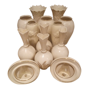 Vintage Assorted Lenox Usa Gold Rim Beige Porcelain 13 Piece Collection