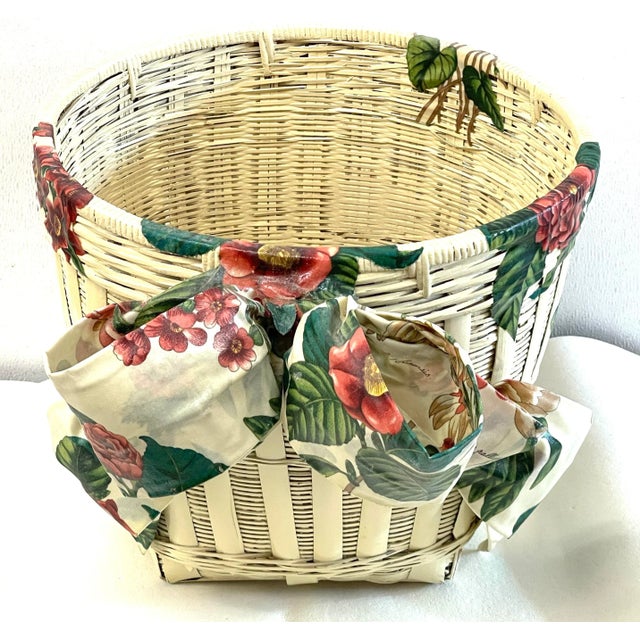 Wood French Painted Floral Decoupage Basket Planter For Sale - Image 7 of 13