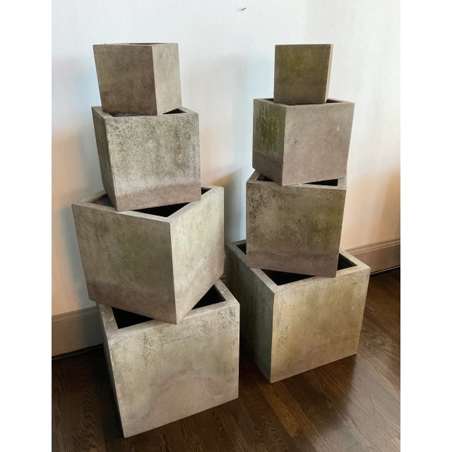 Large Fiberglass Planters With Patina - Set of 2 For Sale - Image 10 of 10