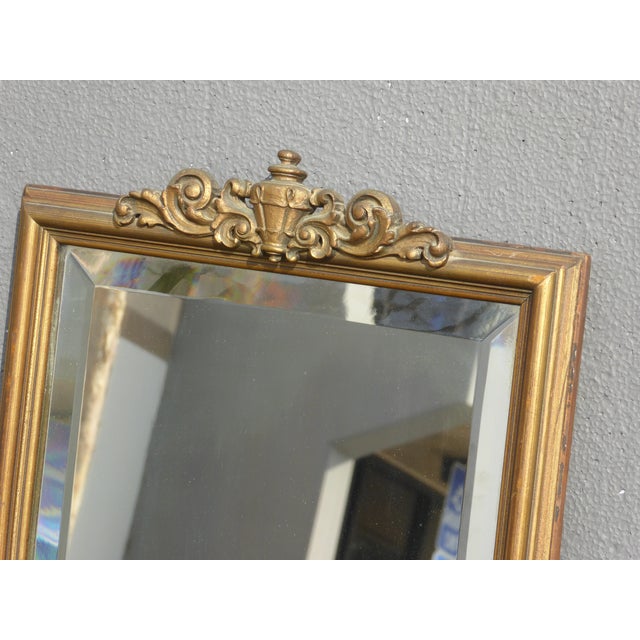 Antique French Provincial Country Gold Wall Mantle Mirror Beveled