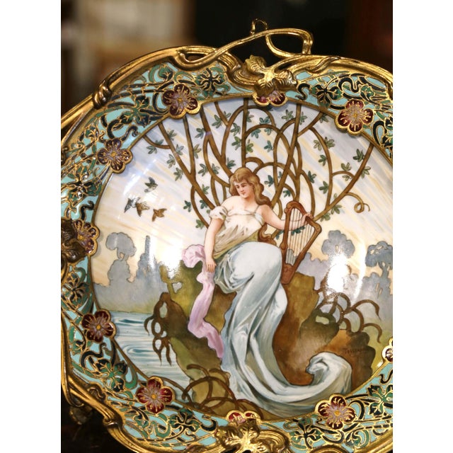 Centre De Table En Porcelaine émaillée – Motif Floral, Bleu, Vert Et Blanc