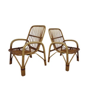 Set of Italian Bamboo Armchairs, 1970s For Sale