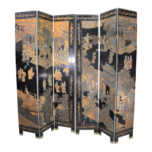 Vintage Six-Paneled Double-Sided Japanese Room Divider Screen