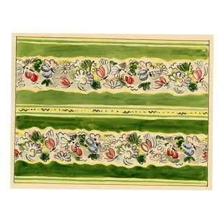 Jean Mary Ogilvie, Vintage Ditsy Flower & Insect Stripe Design, 1930s, Gouache For Sale