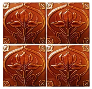 Art Nouveau Relief Tile from Societé Morialmé, 1930s