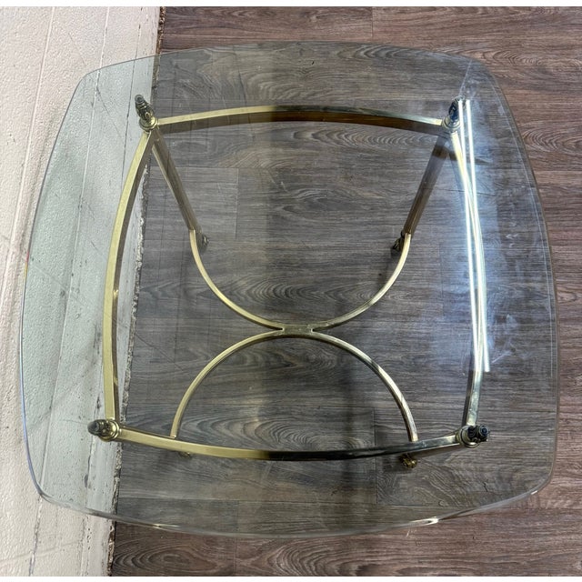 Brass Vintage Hollywood Regency Brass and Glass End Table Side Table Lamp Table For Sale - Image 8 of 12