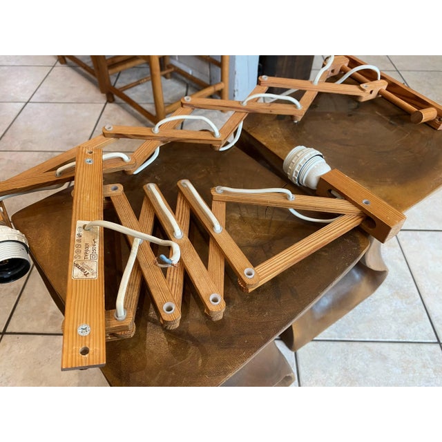 Brown Articulated Accordion Wall Lights in Pine Wood from Translandia, Denmark, 1960, Set of 2 For Sale - Image 8 of 16