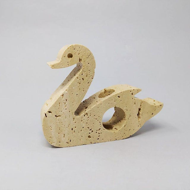 1970s original stunning swan sculpture in travertine designed by enzo mari for f.lli mannelli. Made in...
