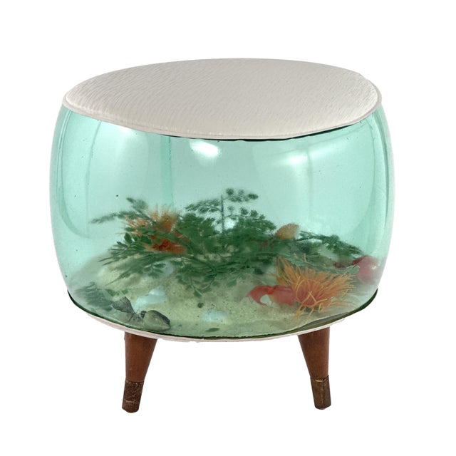 Vintage 1960s Mid-Century Modern Inflatable Aquarium Stool Ottoman Fish Tank Footstool For Sale In Philadelphia - Image 6 of 16