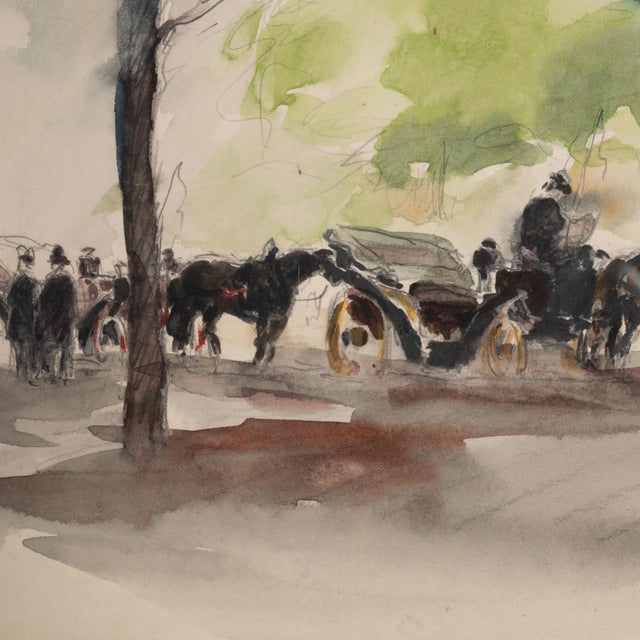 French 1940s France Green Wood Drawing For Sale - Image 3 of 16