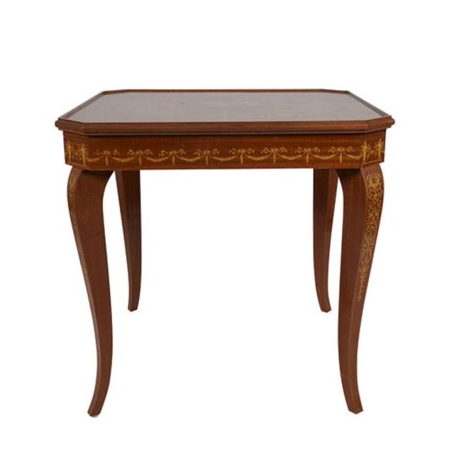 Neoclassical Vintage Italian Marquetry Convertible Roulette, Chess and Card Game Table For Sale - Image 3 of 10