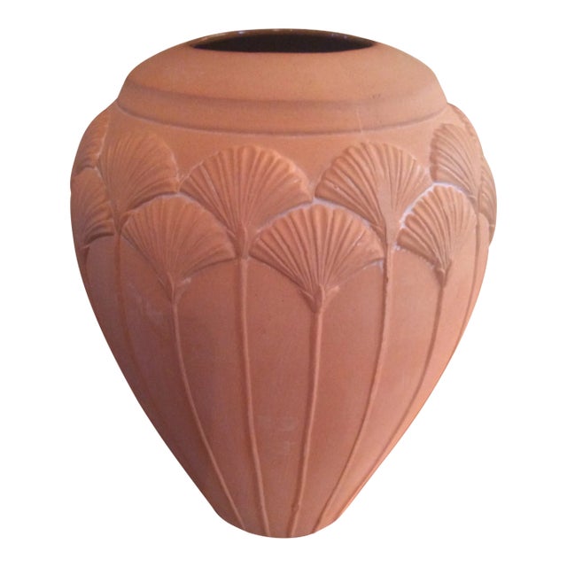 Contemporary Terra-Cotta Art Deco Inspired Vase For Sale