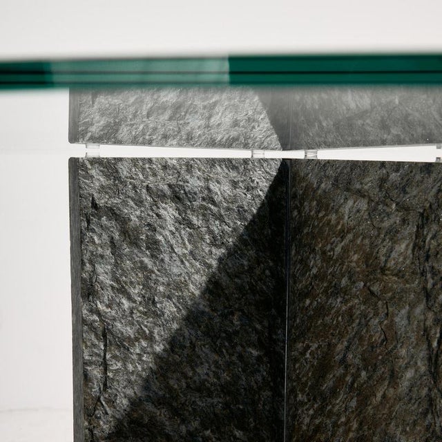Glass and Slate Stone Console Table, 1980s For Sale - Image 6 of 12