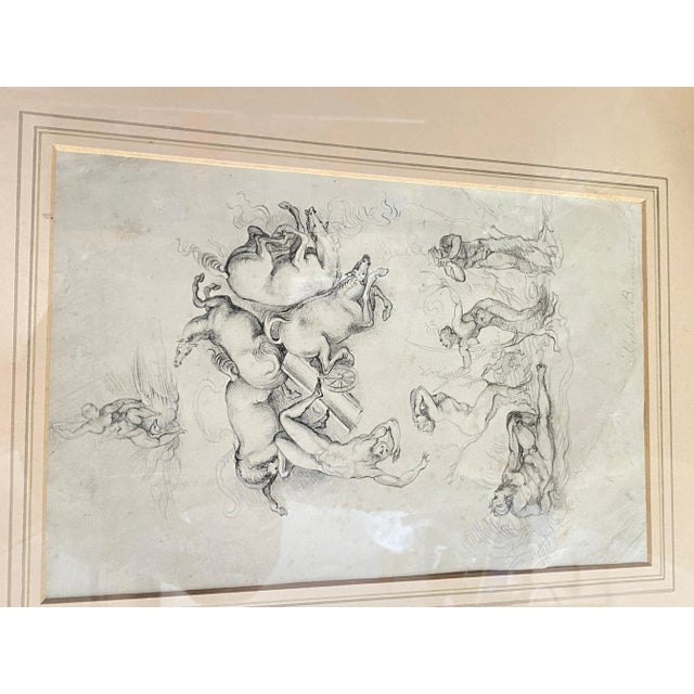 This drawing is an authentic drawing framed in a gilded wooden frame, and placed under a Marie-Louise. It is an authentic...