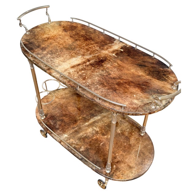 Italian Two-Tiered Drinks Cart by Aldo Tura For Sale - Image 10 of 11