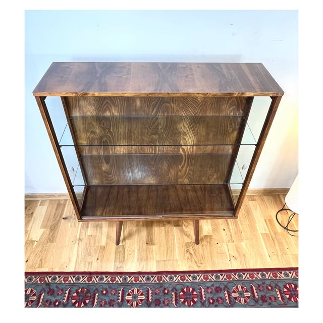 Brown Bookcase with Glass Sides, Czechoslovakia, 1973 For Sale - Image 8 of 12