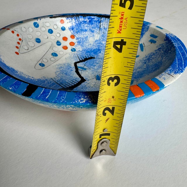 2020s Blue Wood Bowl For Sale - Image 5 of 12