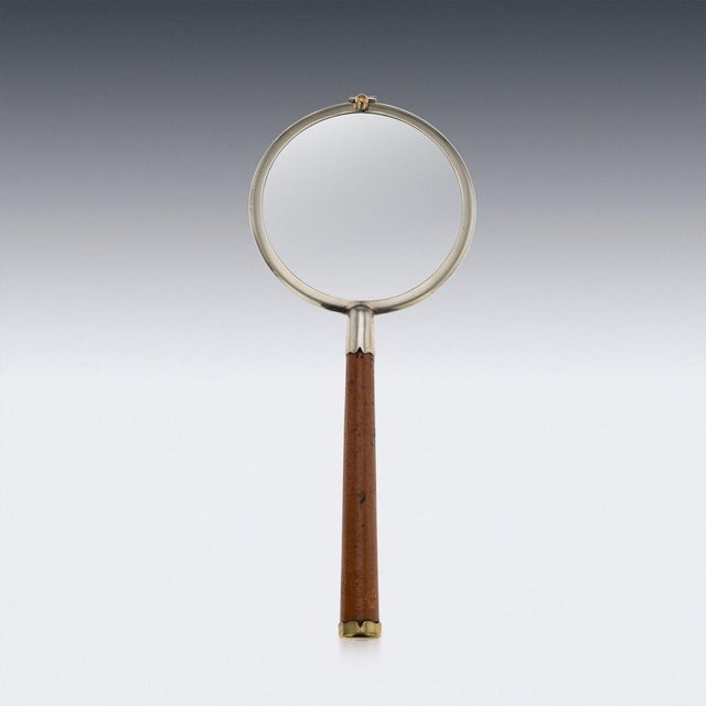 Antique 20th Century English Silver & Leather Magnifying Glass For Sale - Image 4 of 13