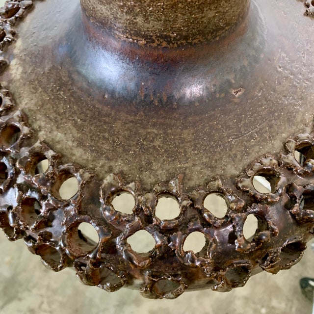 Brown Large 1970s Danish Stoneware Pendant in Brown Glaze Manufactured Axella For Sale - Image 8 of 11
