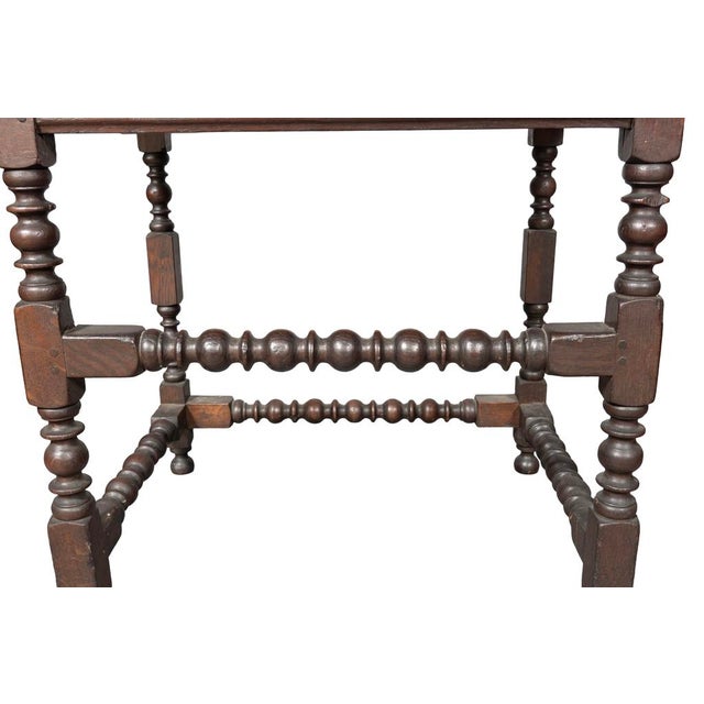 Brass William and Mary Oak Tavern Table For Sale - Image 8 of 9