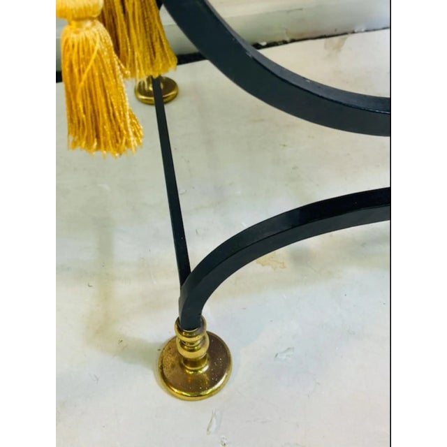 1960s Mid-Century Modern Italian Black Iron & Brass Savonarola Chairs - A Pair For Sale - Image 9 of 10